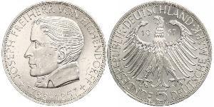 5 Mark West Germany (1949-1990) Silver Joseph Freiherr von Eichendorff