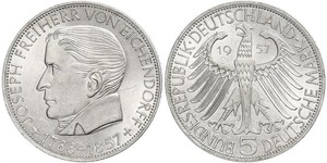 5 Mark West Germany (1949-1990) Silver Joseph Freiherr von Eichendorff