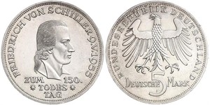 5 Mark West Germany (1949-1990) Silver Friedrich Schiller