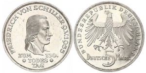 5 Mark West Germany (1949-1990) Silver Friedrich Schiller