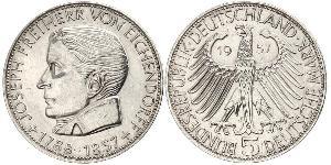 5 Mark West Germany (1949-1990) Silver Joseph Freiherr von Eichendorff