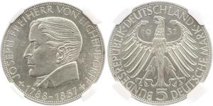 5 Mark West Germany (1949-1990) Silver Joseph Freiherr von Eichendorff