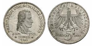 5 Mark West Germany (1949-1990) Silver Friedrich Schiller