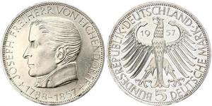 5 Mark West Germany (1949-1990) Silver Joseph Freiherr von Eichendorff