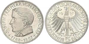 5 Mark West Germany (1949-1990) Silver Joseph Freiherr von Eichendorff