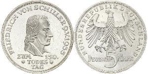5 Mark West Germany (1949-1990) Silver Friedrich Schiller