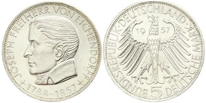 5 Mark West Germany (1949-1990) Silver Joseph Freiherr von Eichendorff