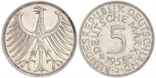 5 Mark West Germany (1949-1990) Silver 