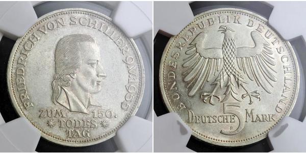 5 Mark West Germany (1949-1990) Silver Friedrich Schiller