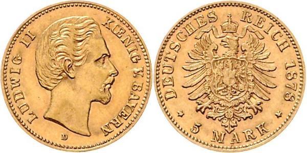 5 Mark 巴伐利亞王國 (1806 - 1918) 金 路德维希二世 (巴伐利亚)