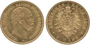 5 Mark 普魯士王國 (1701 - 1918) 金 威廉一世 (德国)