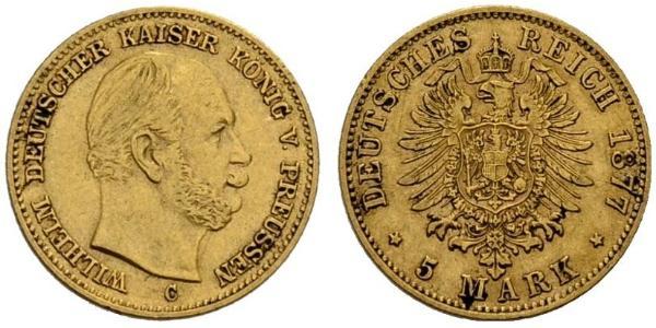 5 Mark 普魯士王國 (1701 - 1918) 金 威廉一世 (德国)