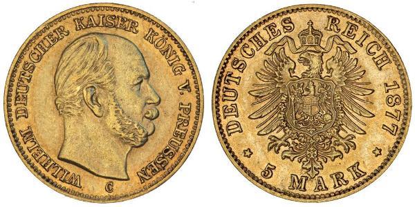 5 Mark 普魯士王國 (1701 - 1918) 金 威廉一世 (德国)