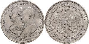 5 Mark Duchy of Mecklenburg-Schwerin (1352-1918) 銀 Frederick Francis IV, Grand Duke of Mecklenburg (1882 - 1945)
