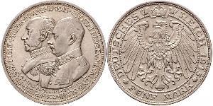 5 Mark Duchy of Mecklenburg-Schwerin (1352-1918) 銀 Frederick Francis IV, Grand Duke of Mecklenburg (1882 - 1945)