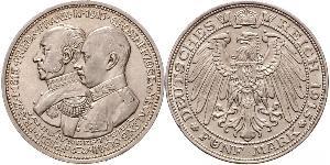 5 Mark Duchy of Mecklenburg-Schwerin (1352-1918) 銀 Frederick Francis IV, Grand Duke of Mecklenburg (1882 - 1945)