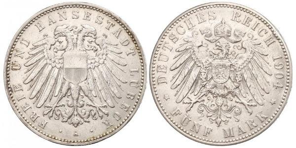 5 Mark Free City of Lübeck 銀 