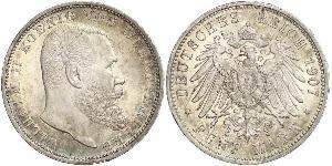 5 Mark Kingdom of Württemberg (1806-1918) 銀 威廉二世 (德国)