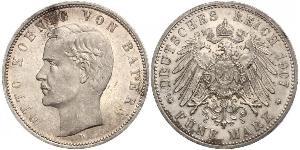 5 Mark 巴伐利亞王國 (1806 - 1918) 銀 奥托 (巴伐利亚国王)