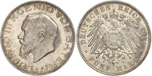 5 Mark 巴伐利亞王國 (1806 - 1918) 銀 路德维希三世 (巴伐利亚) (1845 – 1921)