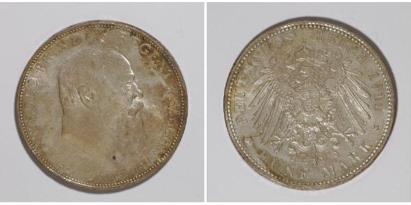 5 Mark 巴伐利亞王國 (1806 - 1918) 銀 奥托 (巴伐利亚国王)