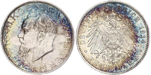5 Mark 巴伐利亞王國 (1806 - 1918) 銀 路德维希三世 (巴伐利亚) (1845 – 1921)