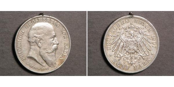 5 Mark 巴登大公國 (1806 - 1918) 銀 弗里德里希一世 (巴登)