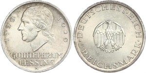 5 Mark 德意志帝國 (1871 - 1918) 銀 戈特霍尔德·埃夫莱姆·莱辛