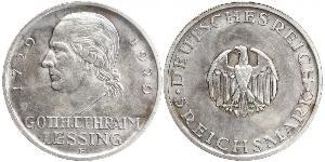 5 Mark 德意志帝國 (1871 - 1918) 銀 戈特霍尔德·埃夫莱姆·莱辛