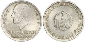 5 Mark 德意志帝國 (1871 - 1918) 銀 戈特霍尔德·埃夫莱姆·莱辛