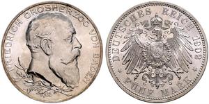 5 Mark 德意志帝國 (1871 - 1918) / 巴登大公國 (1806 - 1918) 銀 弗里德里希一世 (巴登)