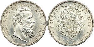 5 Mark 普魯士王國 (1701 - 1918) 銀 腓特烈三世 (德国)