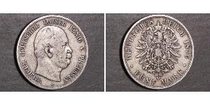 5 Mark 普魯士王國 (1701 - 1918) 銀 威廉一世 (德国)