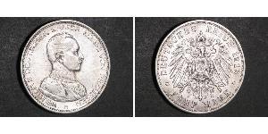 5 Mark 普魯士王國 (1701 - 1918) 銀 威廉二世 (德国)