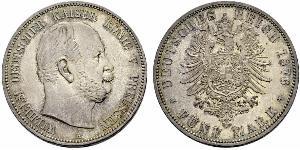 5 Mark 普魯士王國 (1701 - 1918) 銀 威廉一世 (德国)