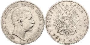 5 Mark 普魯士王國 (1701 - 1918) 銀 威廉二世 (德国)