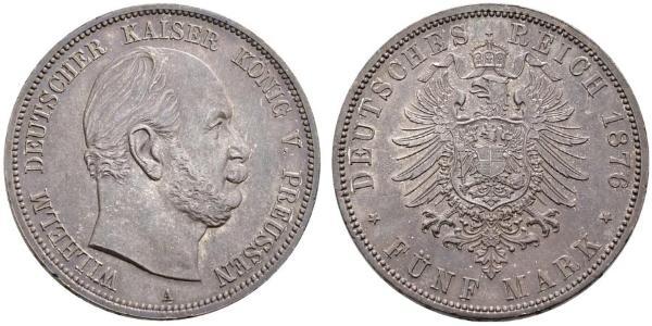 5 Mark 普魯士王國 (1701 - 1918) 銀 威廉一世 (德国)