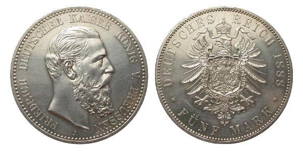 5 Mark 普魯士王國 (1701 - 1918) 銀 腓特烈三世 (德国)