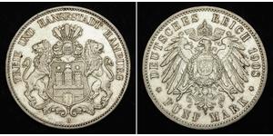 5 Mark 汉堡 銀 