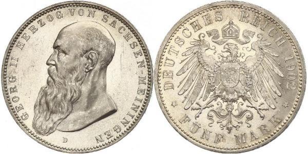 5 Mark 萨克森-迈宁根 (1680 - 1918) 銀 Georg II, Duke of Saxe-Meiningen