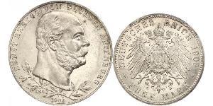 5 Mark 萨克森-阿尔滕堡  (1826 - 1920) 銀 Ernst I, Duke of Saxe-Altenburg (1826 - 1908)