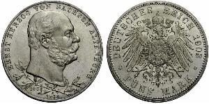 5 Mark 萨克森-阿尔滕堡  (1826 - 1920) 銀 Ernst I, Duke of Saxe-Altenburg (1826 - 1908)
