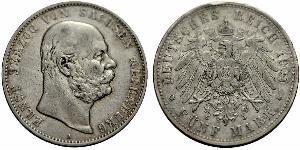 5 Mark 萨克森-阿尔滕堡  (1826 - 1920) 銀 Ernst I, Duke of Saxe-Altenburg (1826 - 1908)
