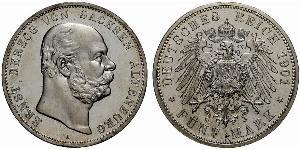 5 Mark 萨克森-阿尔滕堡  (1826 - 1920) 銀 Ernst I, Duke of Saxe-Altenburg (1826 - 1908)