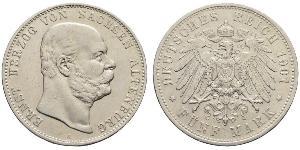 5 Mark 萨克森-阿尔滕堡  (1826 - 1920) 銀 Ernst I, Duke of Saxe-Altenburg (1826 - 1908)