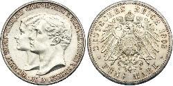 5 Mark 萨克森-魏玛-艾森纳赫 (1809 - 1918) 銀 威廉·恩斯特 (萨克森-魏玛-艾森纳赫)