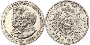 5 Mark 萨克森王国 (1806 - 1918) 銀 弗里德里希·奥古斯特三世 (萨克森国王)