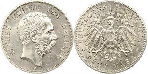 5 Mark 萨克森王国 (1806 - 1918) 銀 阿尔贝特 (萨克森)