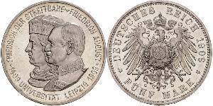 5 Mark 萨克森王国 (1806 - 1918) 銀 弗里德里希·奥古斯特三世 (萨克森国王)