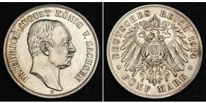 5 Mark 萨克森王国 (1806 - 1918) 銀 弗里德里希·奥古斯特三世 (萨克森国王)
